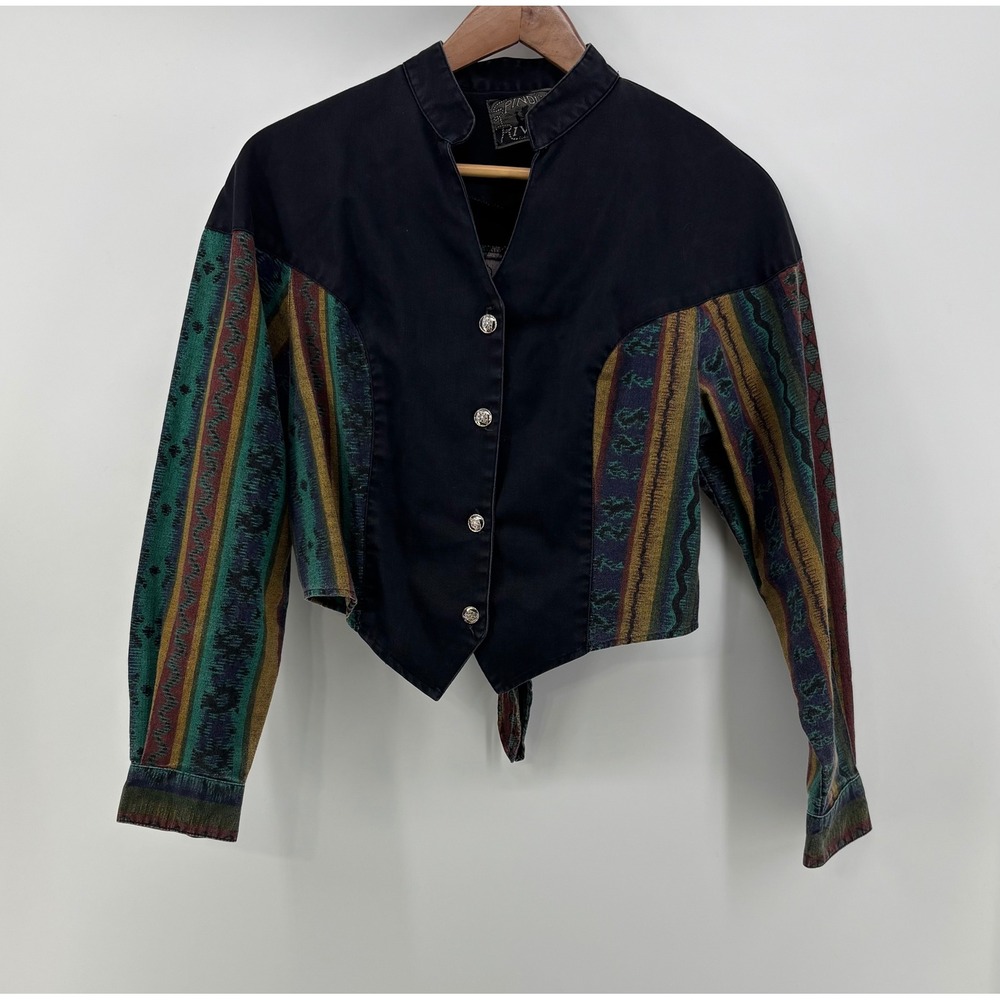 Spindle River Southwestern Cropped Jacket Women's Large Button Up Aztec Rodeo